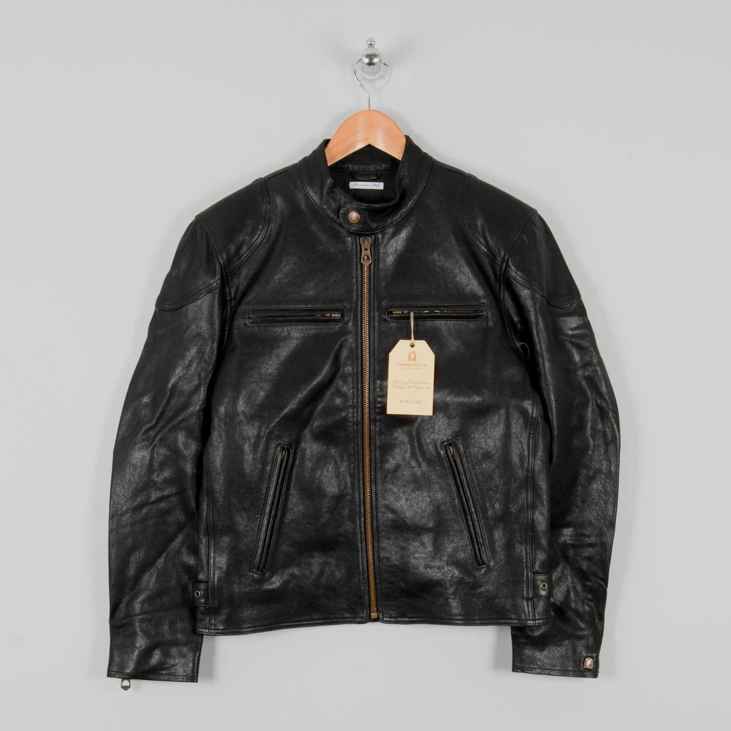 Shangri La Heritage Cafe Racer Leather Jacket - Black 3 Shangri La Heritage Cafe Racer Leather Jacket - Black