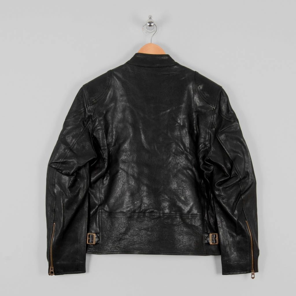 Shangri La Heritage Cafe Racer Leather Jacket - Black 5 Shangri La Heritage Cafe Racer Leather Jacket - Black - Image 3