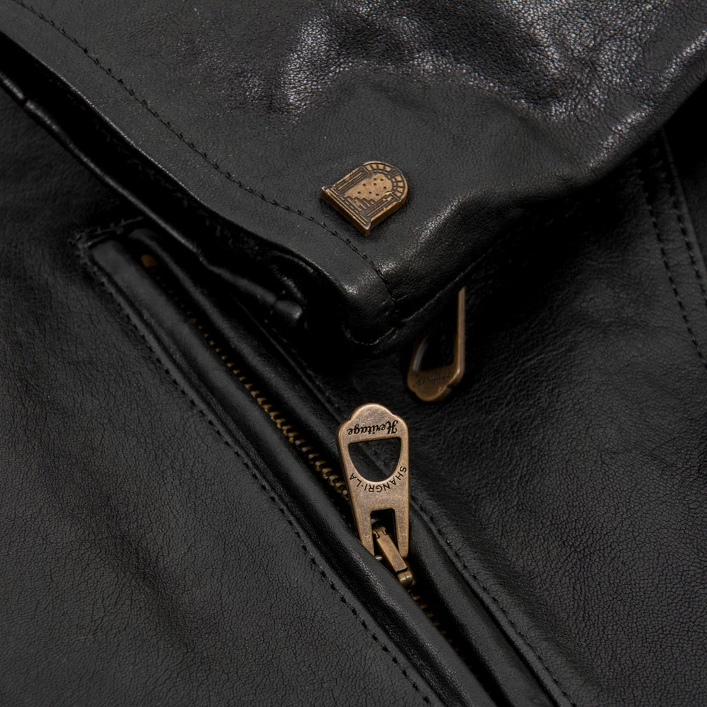 Shangri La Heritage Cafe Racer Leather Jacket - Black 6 Shangri La Heritage Cafe Racer Leather Jacket - Black - Image 4