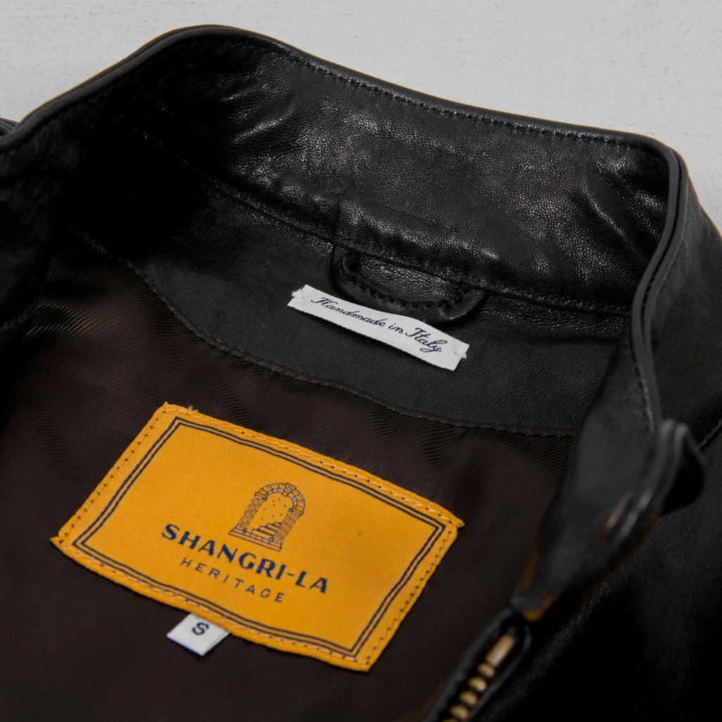 Shangri La Heritage Cafe Racer Leather Jacket - Black 8 Shangri La Heritage Cafe Racer Leather Jacket - Black - Image 6
