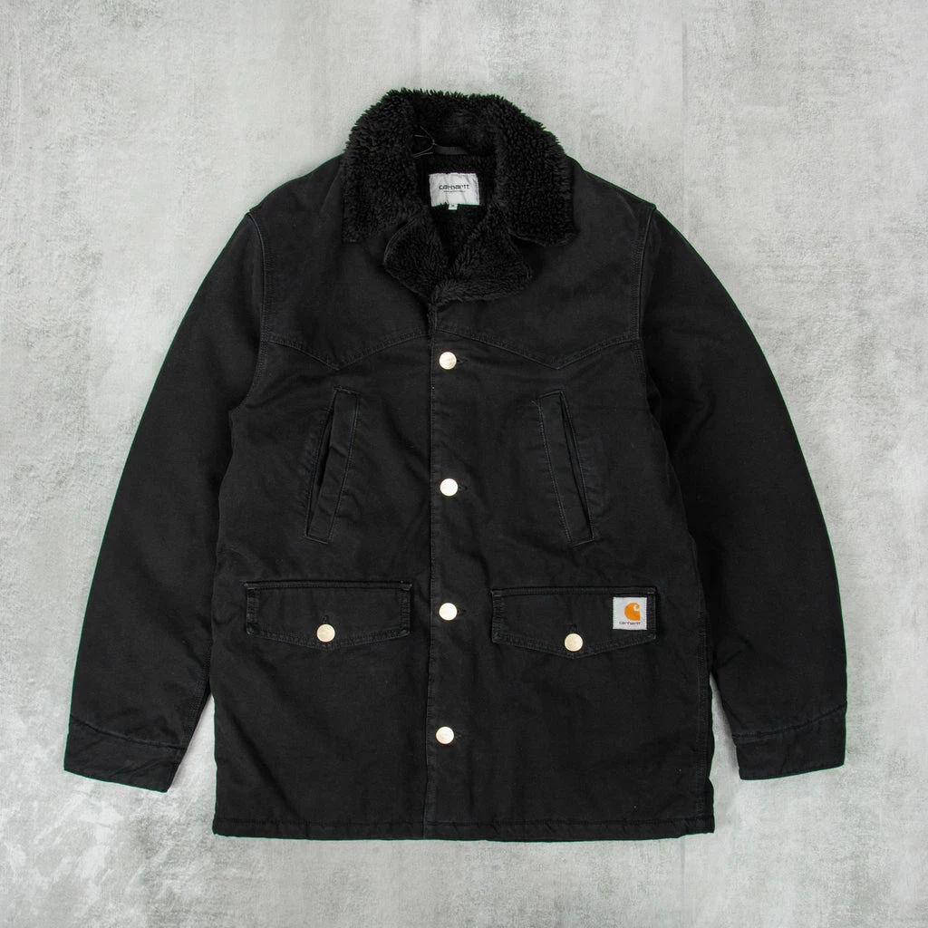 Carhartt WIP Newman Coat - Black Heavy Stone Wash 3 Carhartt WIP Newman Coat - Black Heavy Stone Wash