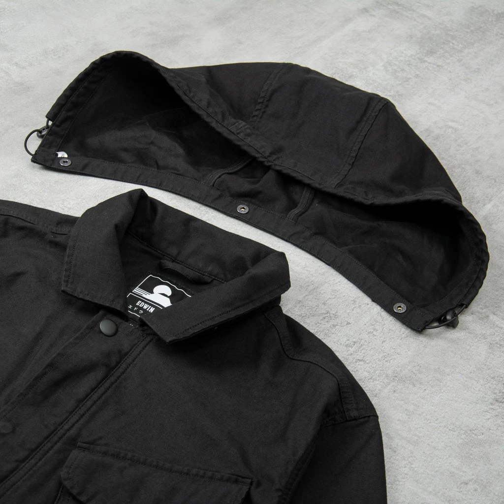 Edwin Strategy II Hooded Jacket - Black Enzyme Wash 4 Edwin Strategy II Hooded Jacket - Black Enzyme Wash - Image 2